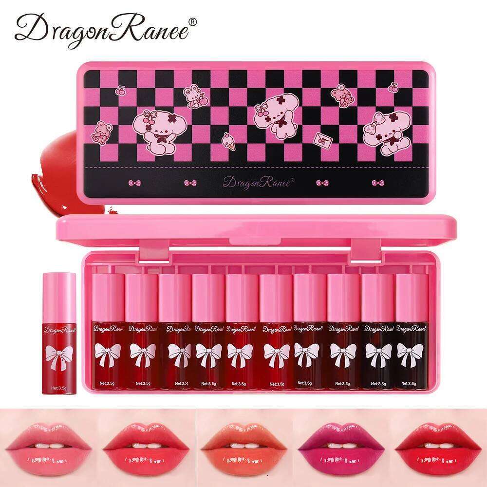 10 pack gloss set, easy to color non fading, lip gloss, waterproof and moisturizing lipstick water W260311