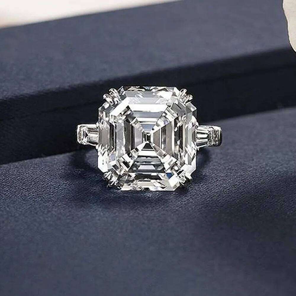 Huitan Asscher Crystal Cubic Zirconia Rings for Women Fashion Wedding Engagement Bands Female Ring Anniversary Party Hot Jewelry H260312