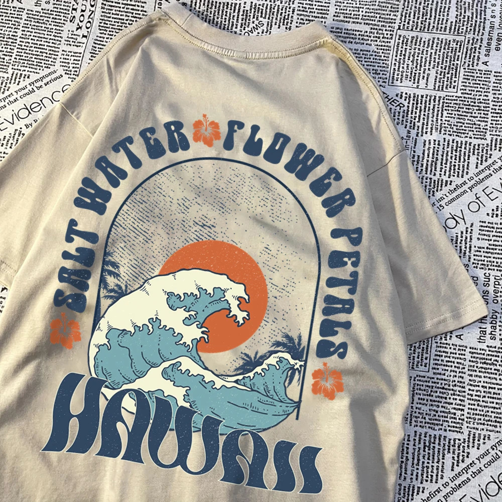 Beautiful Salt Water Petals Patterns TShirts Men Casual Tee Clothes Comfortable Sweat Summer Tops Vintage Loose Tshirt 260228