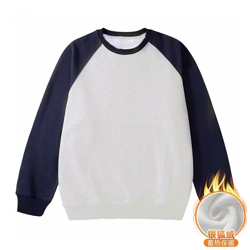Style Creative Patchwork Color-blocking Fleece-lined Crew Neck Sweatshirt Designer Hoodie For Men Autumn Trendy Brand Versatile Loose Casual Pullover 
