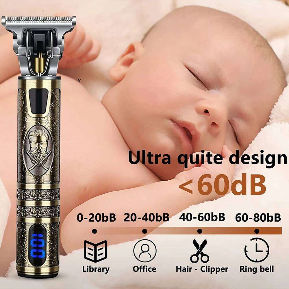 T9 LCD Hairdresser Oil Shaving Head Carving Electric Pusher Clipper Hair Precision Trimmer for Men Care C260312