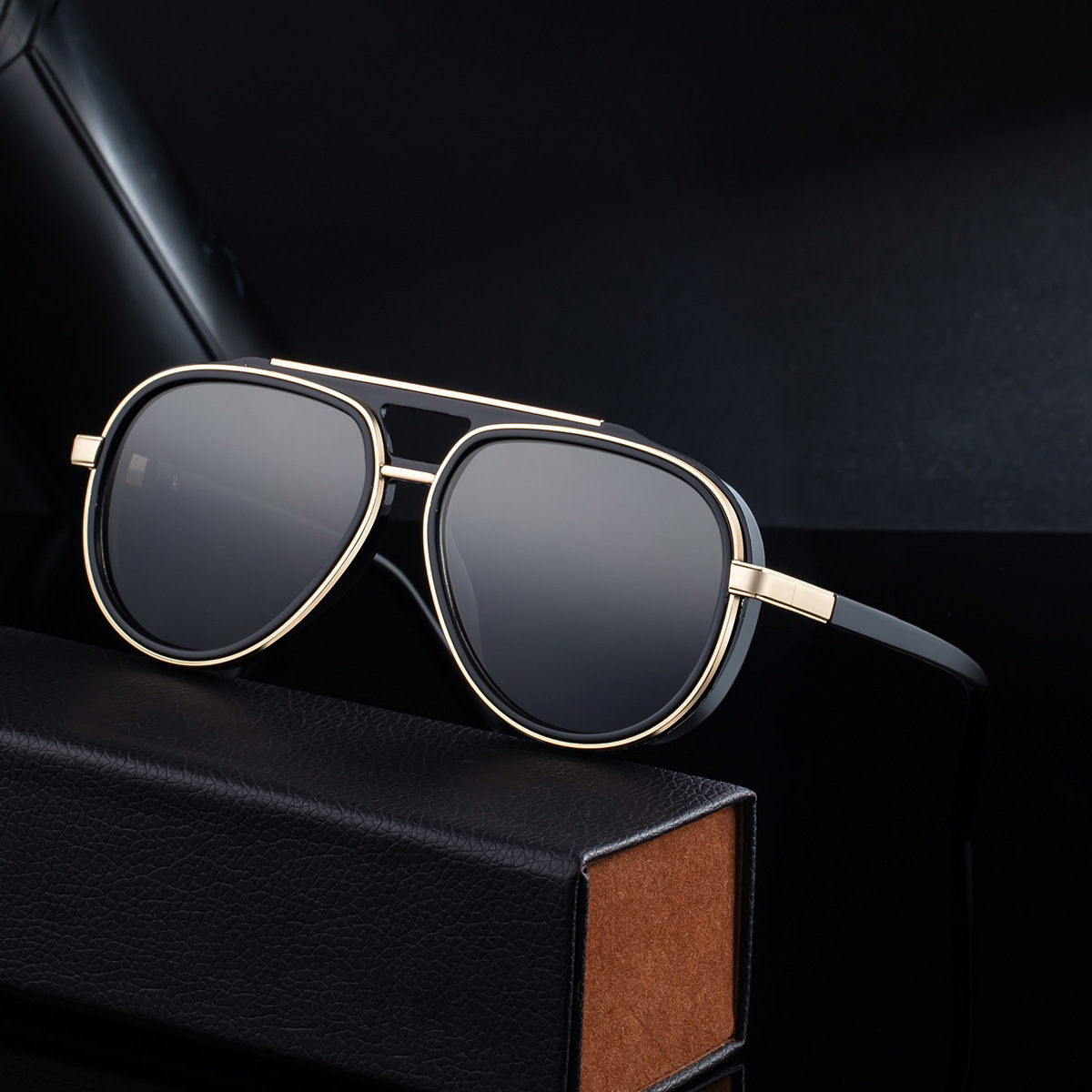 2026 New Fashion Toad Polarized Retro Pilot Double Bridge Outdoor Sunglasses for Men