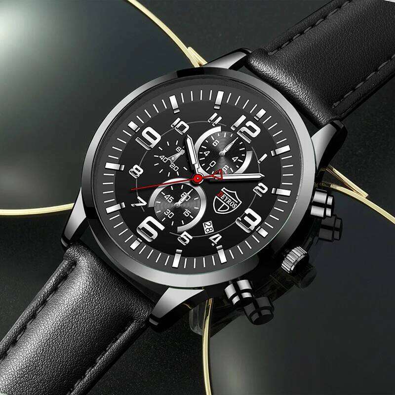 Mens Watches Stainless Steel Leather Quartz Wrist Man Business Watch Calendar Date Luminous Male Casual Bracelet Clock
