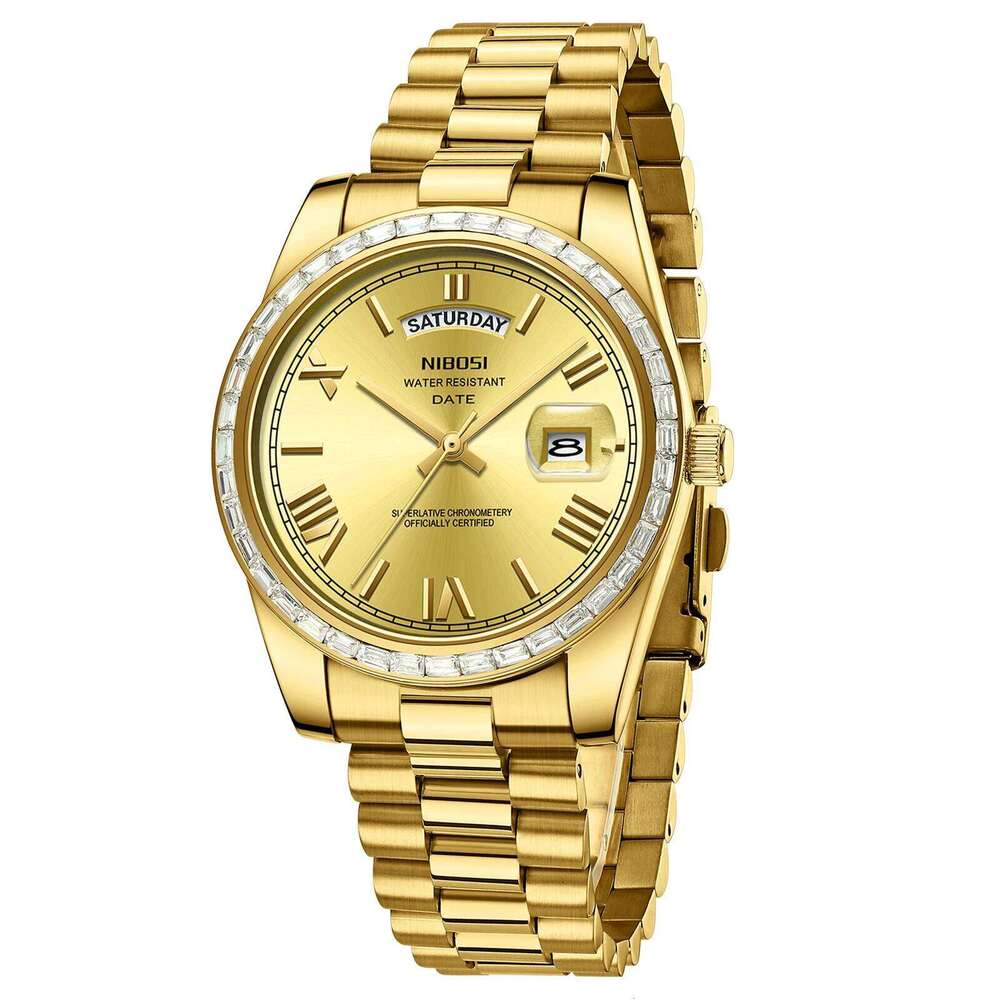 NIBOSI Watches Top Brand Luxury Diamond Wristwatch Day Date Miyota Quartz Watch Men Waterproof Steel Male Clock Reloj Hombre