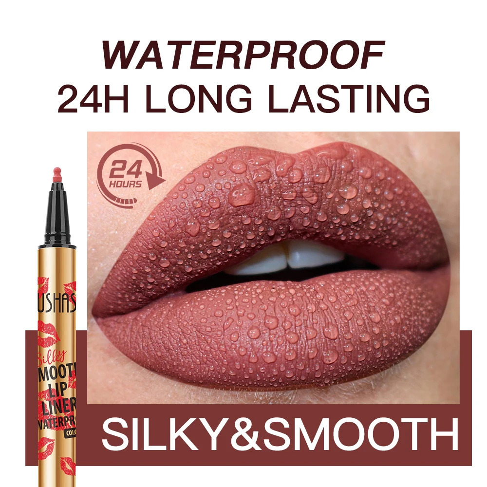 USHAS 12-color matte long-lasting lip liner waterproof sweatproof easy to color long-lasting non-stick cup lipstick pencil 260305