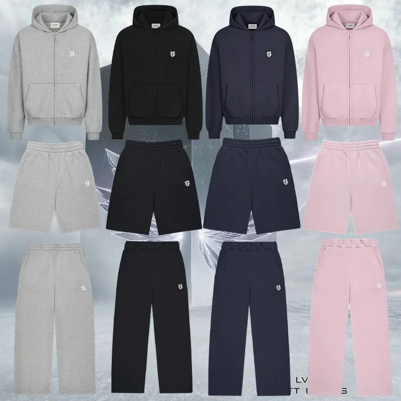 Y2K Cotton Sweatshirt oversized clothes Two Piece Men Women Hip hop streetwear Embroidery Net Red Fashion Pants Set Sportswear 260311