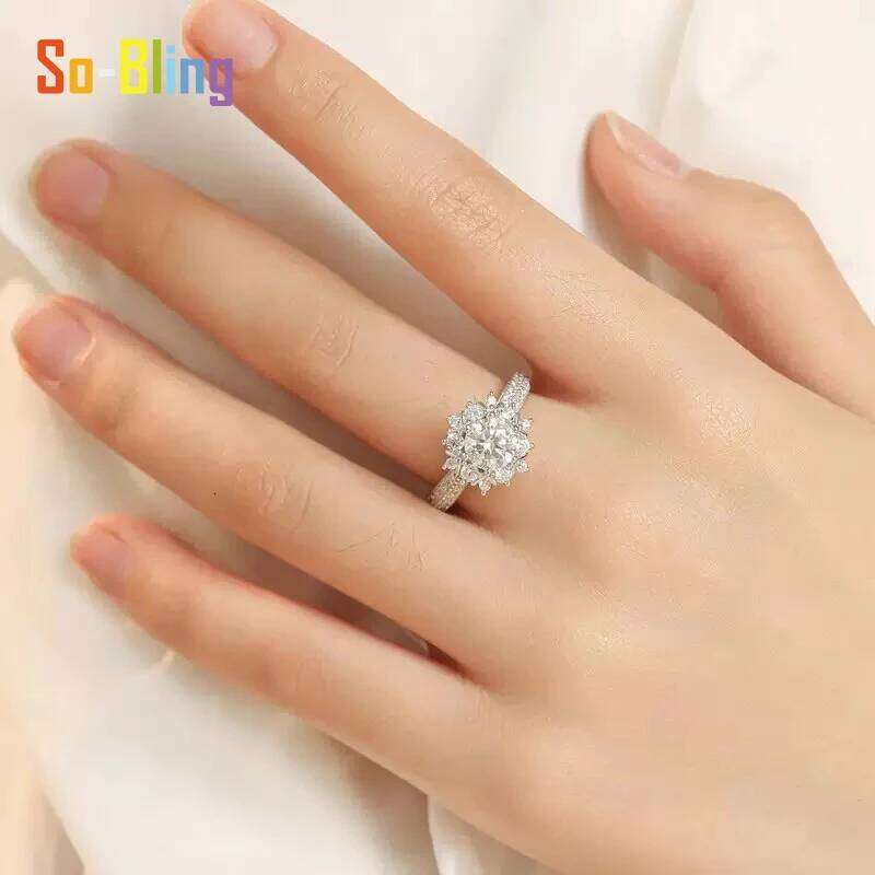 So-Bling 1Carat Moissanite Ring with Gra Certificate 925 Sterling Silver Rings for Women Elegant Fine Party Jewelry H260312