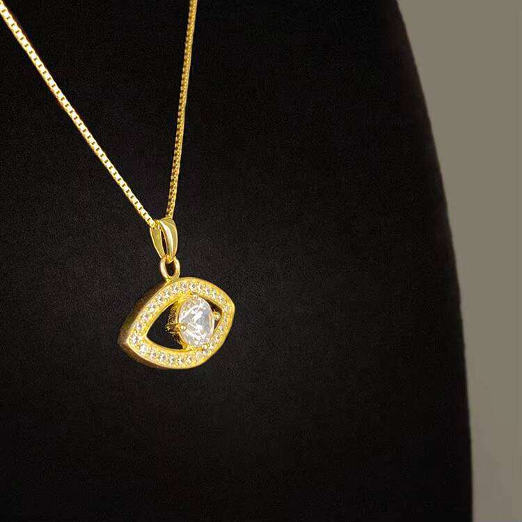 gold Vermeil Pendant Necklace Pure Sier VVS Moissanite Evil Demon Eye Fine Jewelry for Women and Men Gift