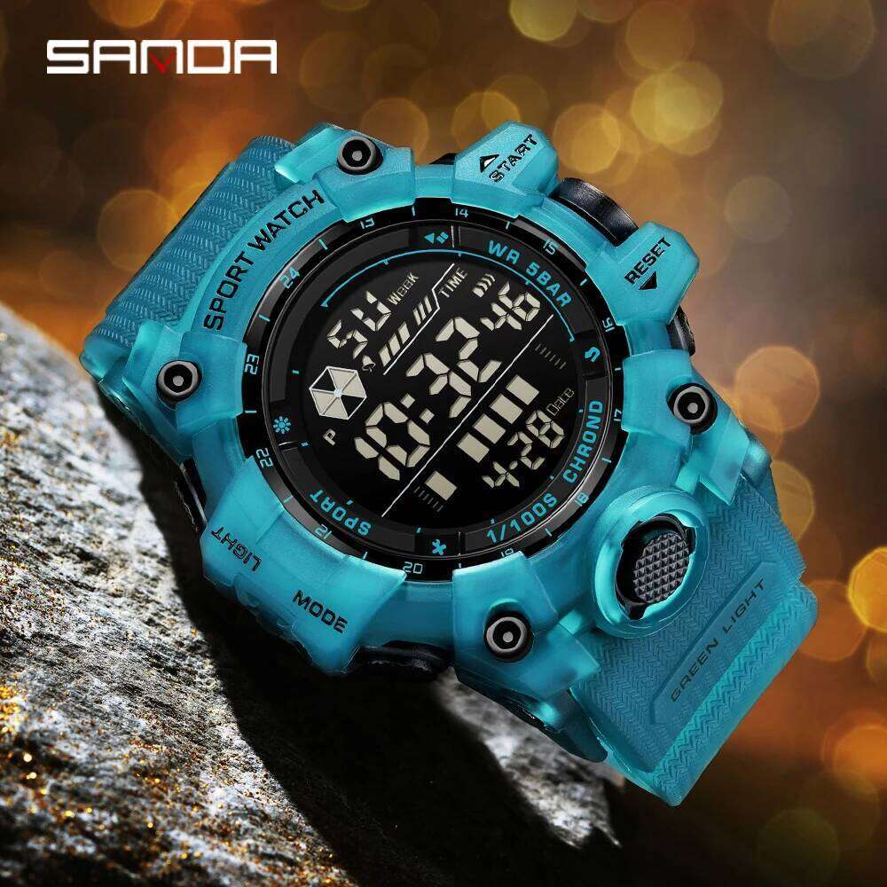 SANDA 6229 Fashion Watch Multi functional Sports Waterproof Night Light Timer Luxury Men's Electronic Watch-1