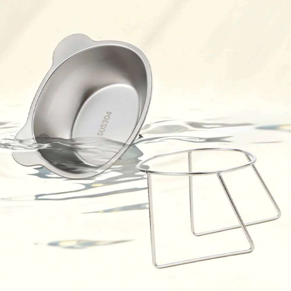 304 Stainless Steel Elevated Pet Bowl: Angled Tilted Feeder with Neck Support, Heat-Resistant & Easy-Clean for Crate or Home Use 26Y0312