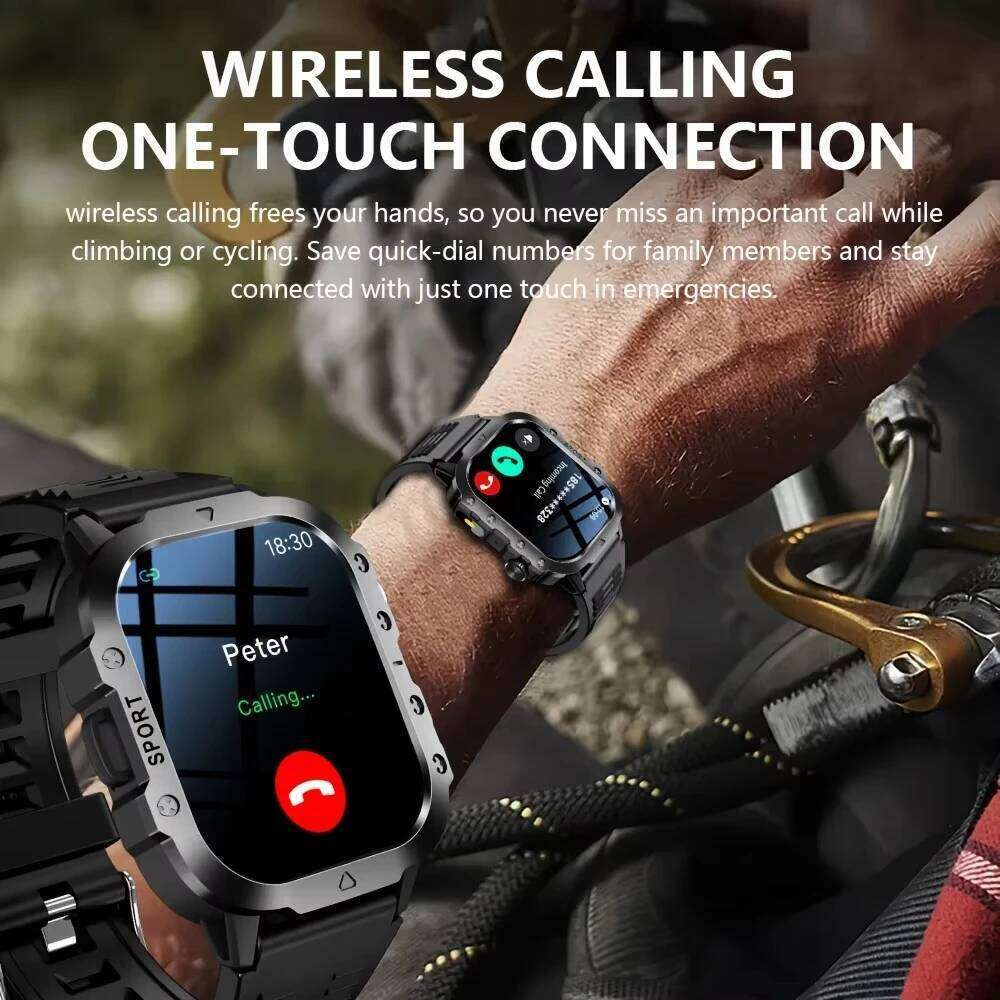 LAXASFIT Outdoor Watch 2.01 inch HD Screen LED Flashlight Bluetooth Talk Sports Smart Watches For Men Women Holiday Gifts