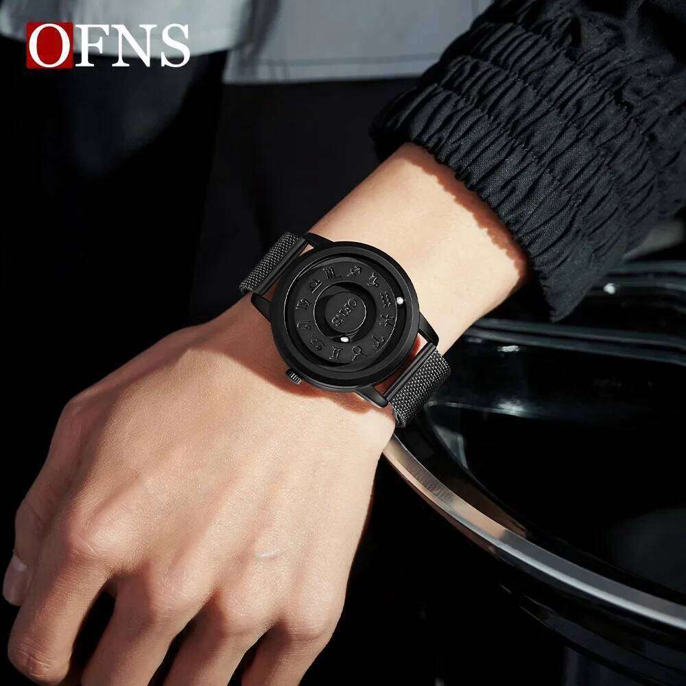 OFNS New 1553 1556 Fashionable Magnetic Ball Waterproof Cool Design Suspended Creation Men's Quartz Watch