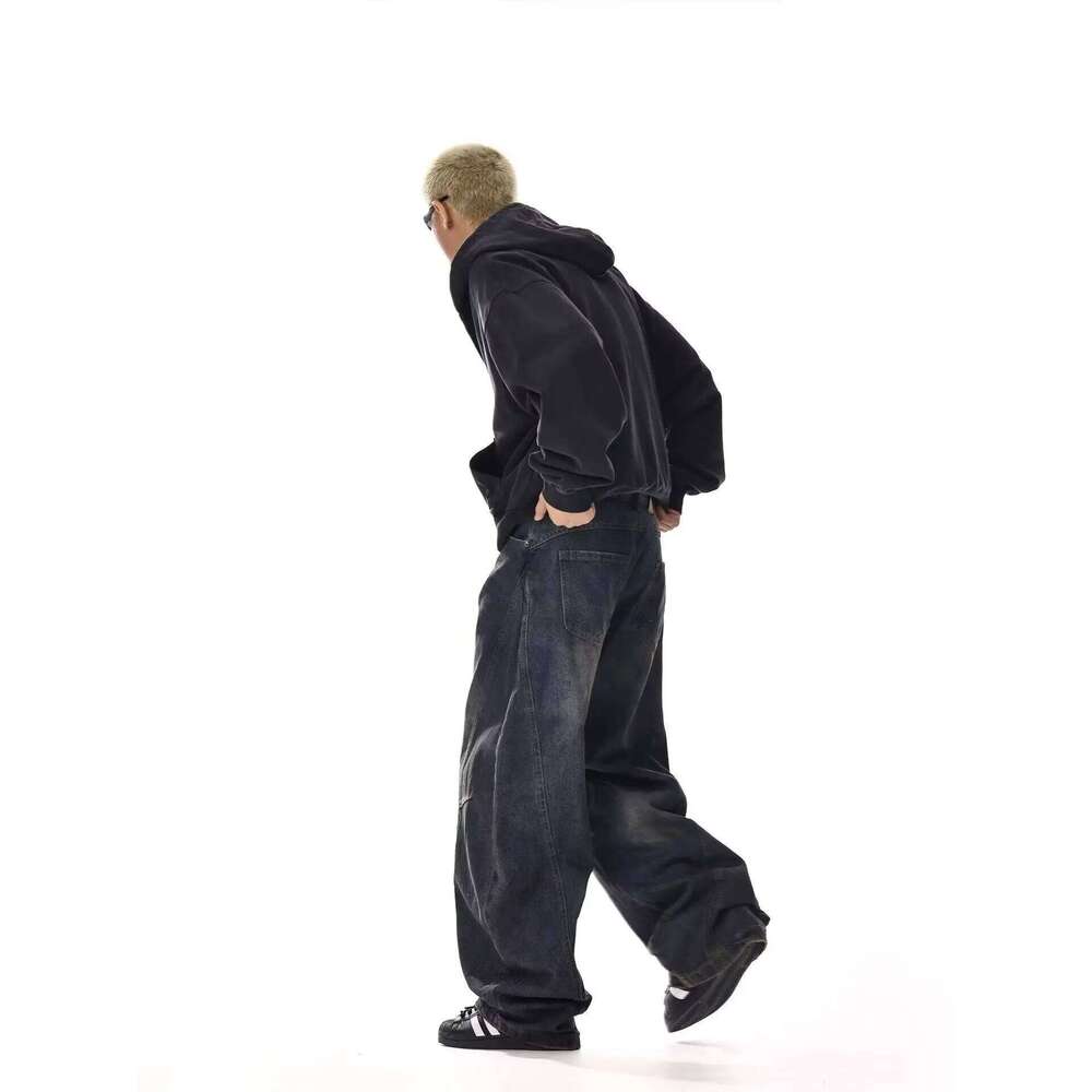 Y2K Men's Baggy Jeans Unisex Trendy Casual Wide-Leg Denim Pants High Street Quality American Style Streetwear Oversize Trousers 26Y0312