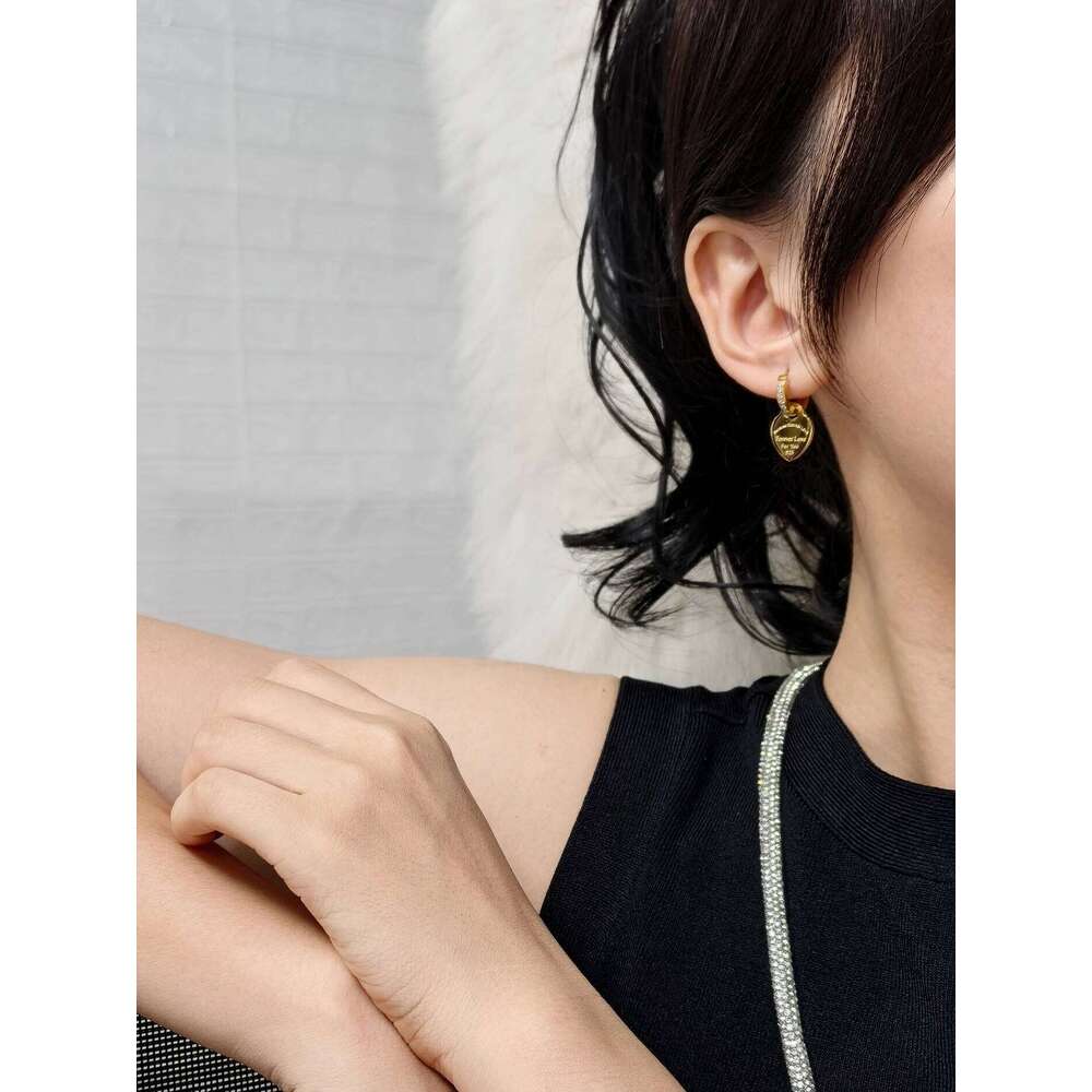 Xe Heart Pendant Women Zircon Stainless Steel Earrings Gold Color Charm Jewelry Accessories Wholesale Gifts