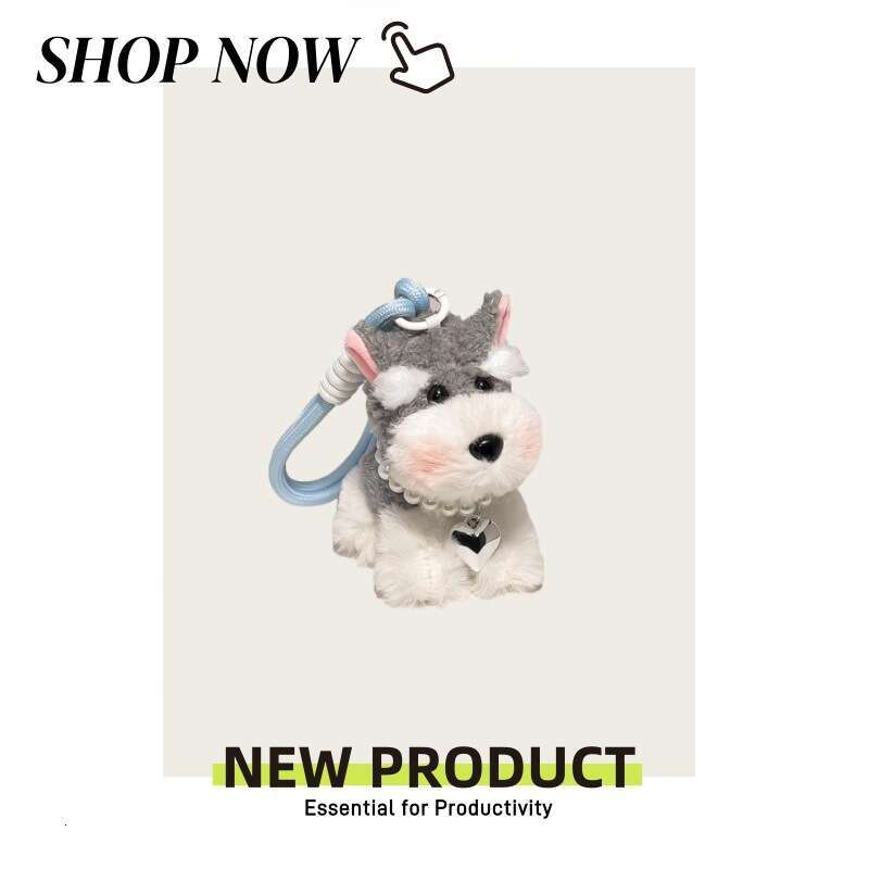 Original Cute Schnauzer Puppy Bag Girls Plush Doll Backpack Pendant Keychain Couple Gift