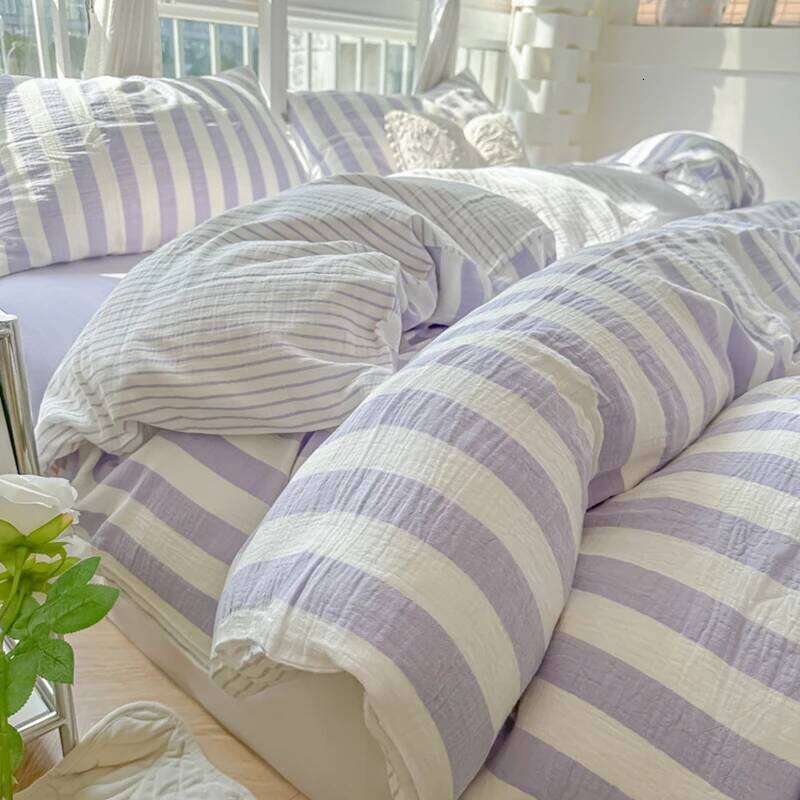 Nordic Ins Popular Striped Duvet Cover Bed Sheets Set Single Twin Full Queen Size Skin-Friendly Soft Bedding H260312