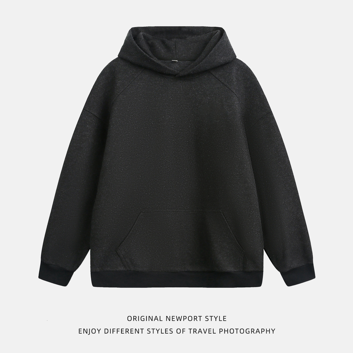 360g Heavy Woolen Hooded Designer Hoodie Sweatshirt Autumn Basic Solid Color Oversized Hoodie Textured Trendy Loose Jacket