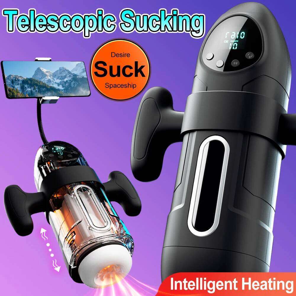 Electric Telescopic Sucking Vibration Sound Airplane Cup with Mobile Phone Holder For Male Masturbation Sex Toys Adult Products Z260311
