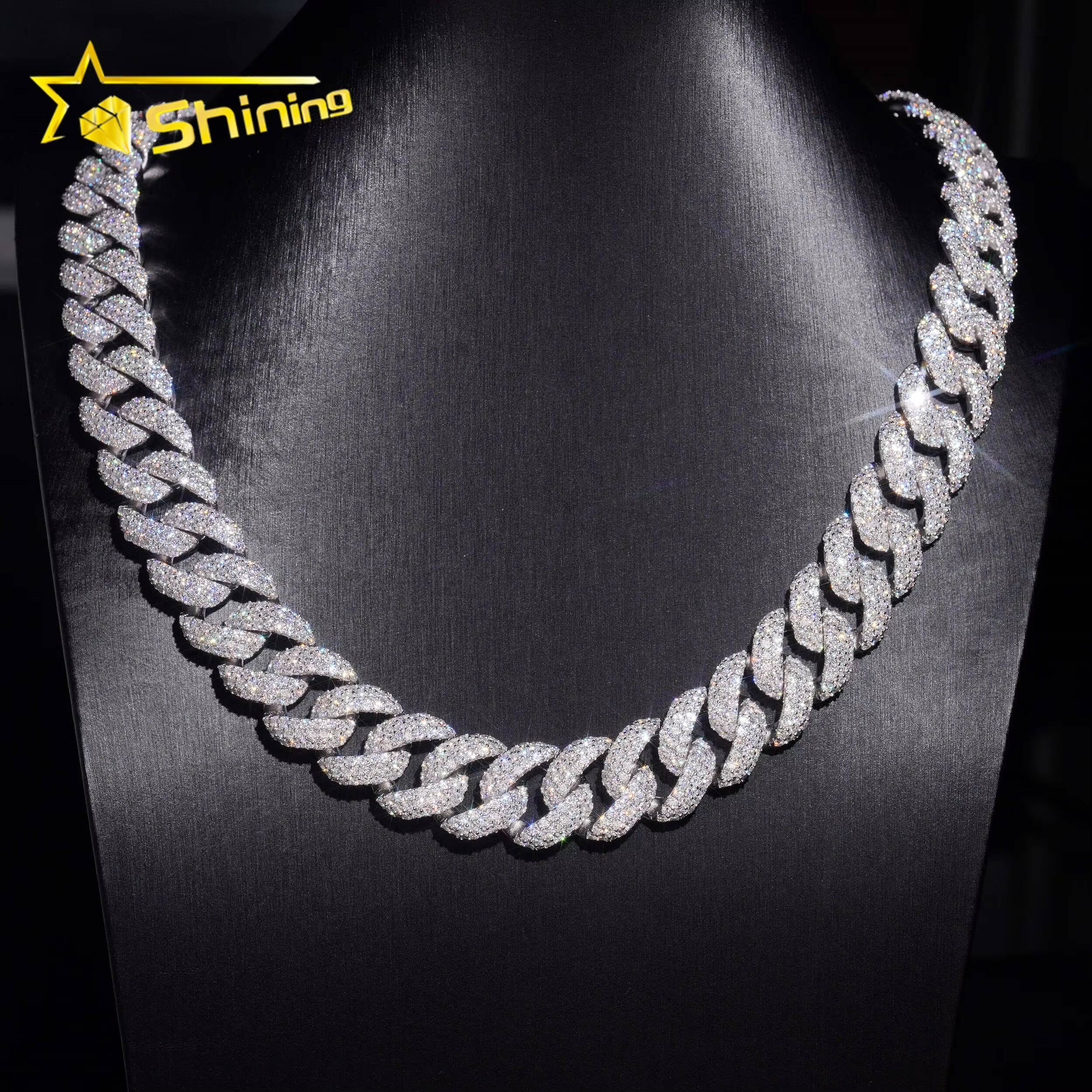 USA Local Fast Shipping Custom Hip Hop Jewelry S925 Sterling Silver d Color Vvs Moissanite 18mm Cuban Link Chain Necklace