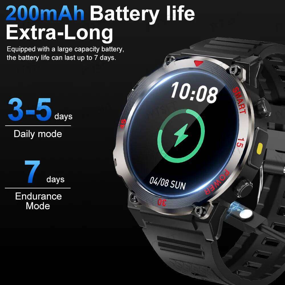 New Smart Watch 1.52 Inch HD Screen Sport LED Flashlight Heart Rate Fitness Tracker Bluetooth Call Smartwatch Men