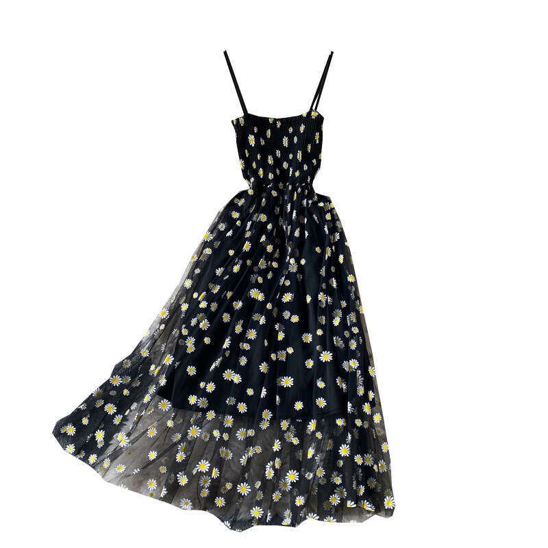 2026 Spring and Summer Super Fairy High Waist Flower Belt French Retro A12 Style Slimming Dress