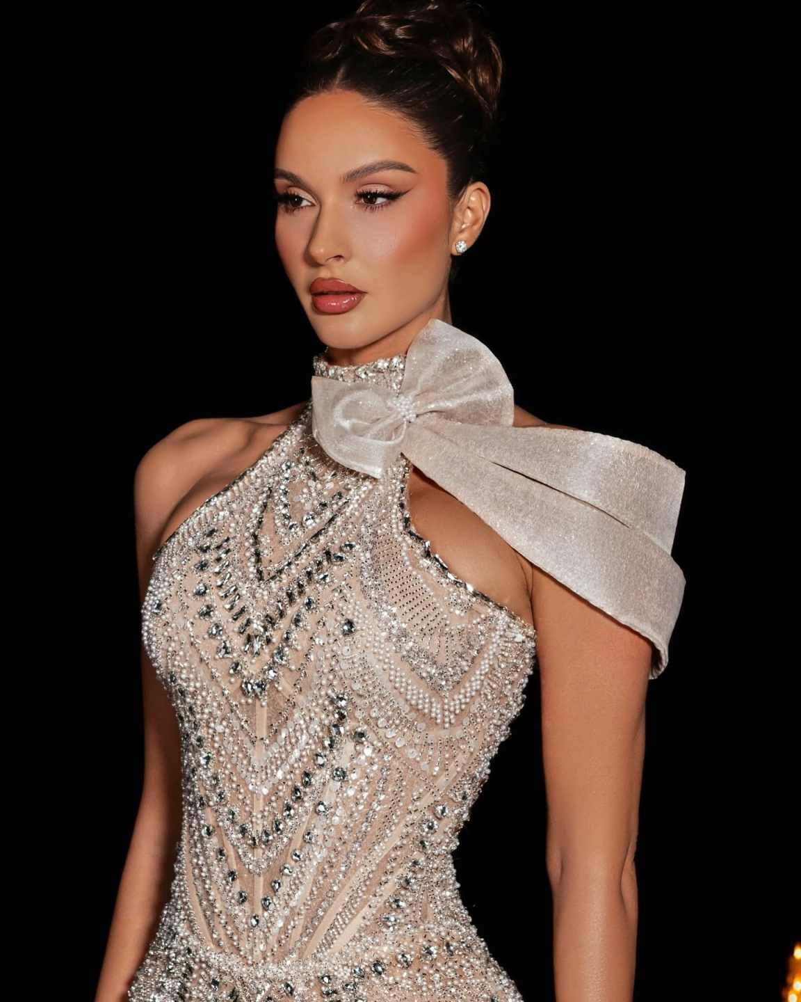 New Design Evening Dresses Mermaid Halter Rhinestones Pearls Backless Party Dress Dresses Celebrity Prom Gown Customized Vestido De Novia