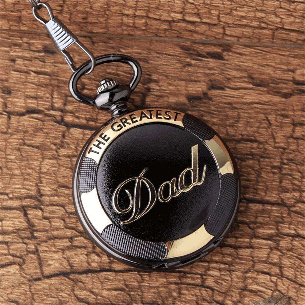 Fashion Casual Men'S Quartz "The Greatest Dad" Engraved Round Dial Men's Pocket Watch for Father's Day Gift Reloj