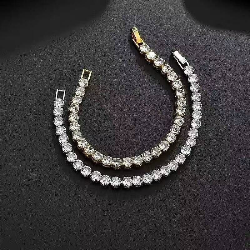 Factory Hot Sell Gold Silver Jewelry Geometric Trendy Full Bling Moissanite Hip Hop Alloy 13mm Width Iced Cuban Link Chain