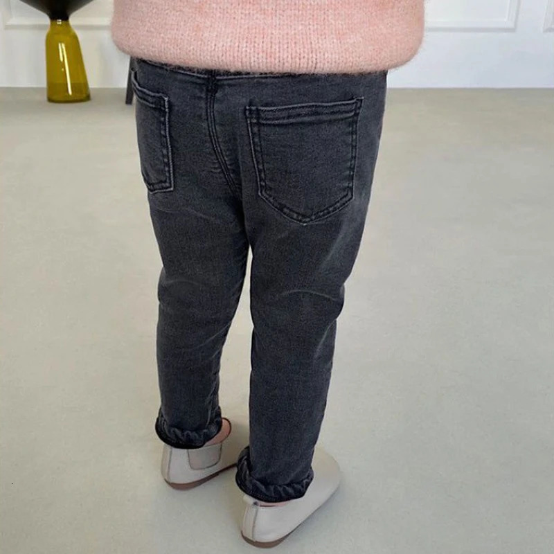 Baby Kids Spring Autumn Winter Thick Warm Jeans With Fleece For 17 Years Boys Girls Casual Denim Pants Children Trousers 260311