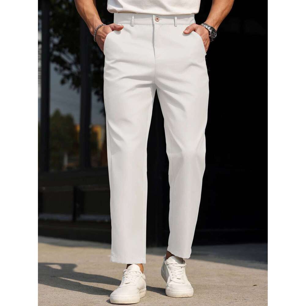 Men's multi-color solid color retro comfortable casual trousers slim fit pants