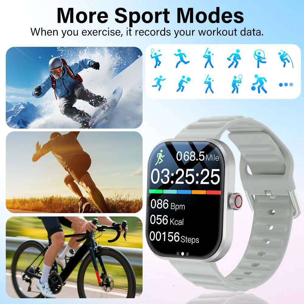 LAXASFIT New Watch with Calling Men's Health Monitoring Smart Notifications Voice Assistant Women's Smartwatch Gift
