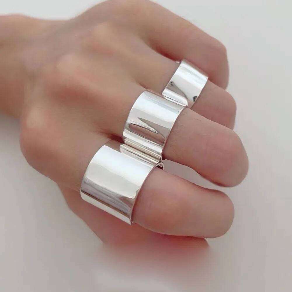 BF CLUB 925 Sterling Silver Rings For Women Girl Female Open Minimalist Retro Wide Ring Creative Anillos Bague Fine Jewelry H260312
