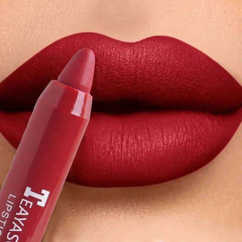 12 Colors Velvet Matte Lipstick Pen Cosmetics Waterproof Lasting Nude Crayon Lipsticks Non Sticky Brown Lip Liner Pencil Makeup W260311