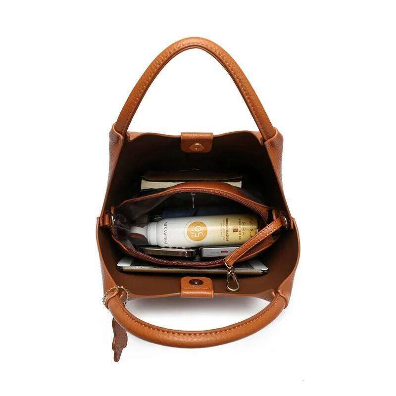 Luxury Large Capacity Female Handbags Famous Women S Shoulder Bags New High Quality Soft Leather Women Bucket Bag TIANOUDAISHU