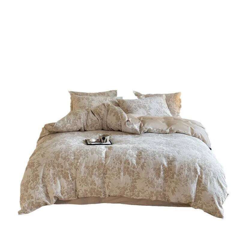 High-end Class A 60 pure three-layer yarn four-piece set, high-grade washed cotton sheets, quilt covers, bedding H260312