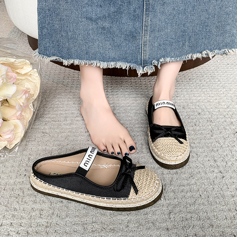 2026 women's slippers flat shoes fashionable, versatile, casual, comfortable walking sandals summer new bow decoration Mary Jane women's sho