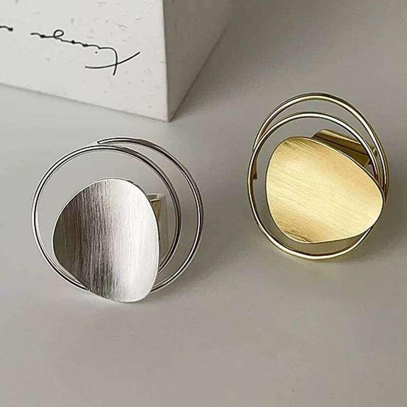 925 Sterling Silver Rings for Women Couple Minimalist Handmade Simple GOld Circle Big Ring Fine Jewelry Gift Prevent Allergy H260312
