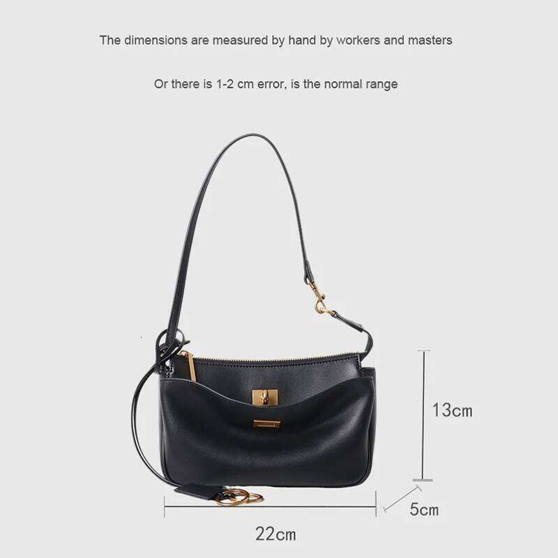 Luxury Rodeo Shoulder Cowhide Leather Brand Black Handbags For Women Fashion Gold Silver Buckle Design Underarm Bags TIANOUDAISHU