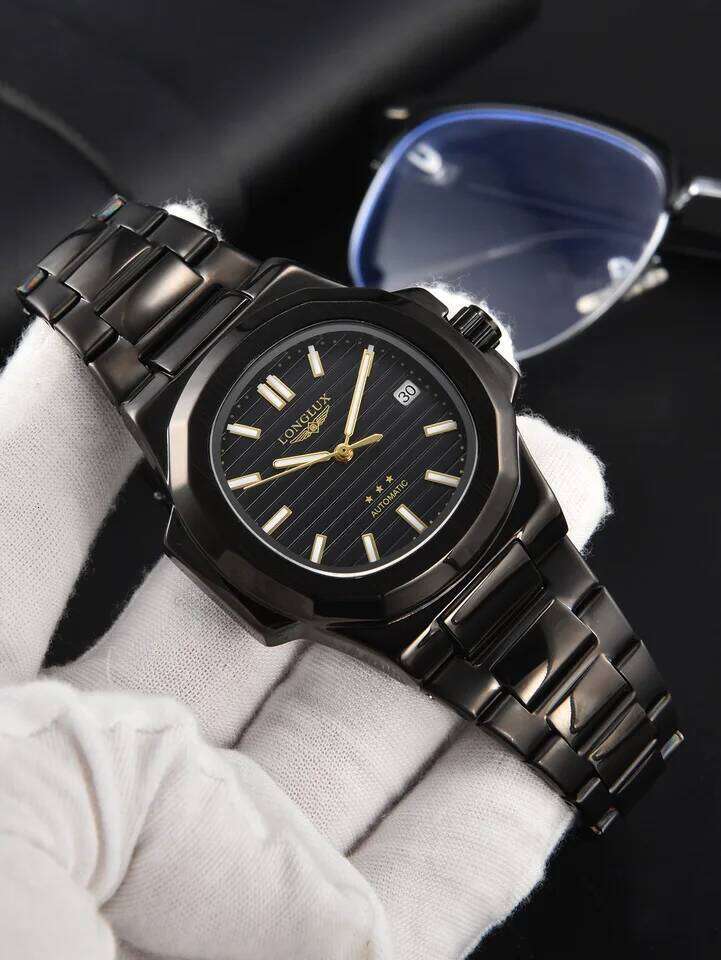 LONGLUX automatic business luxury mechanical wristwatches wholesale steel date waterproof mens watch men gift