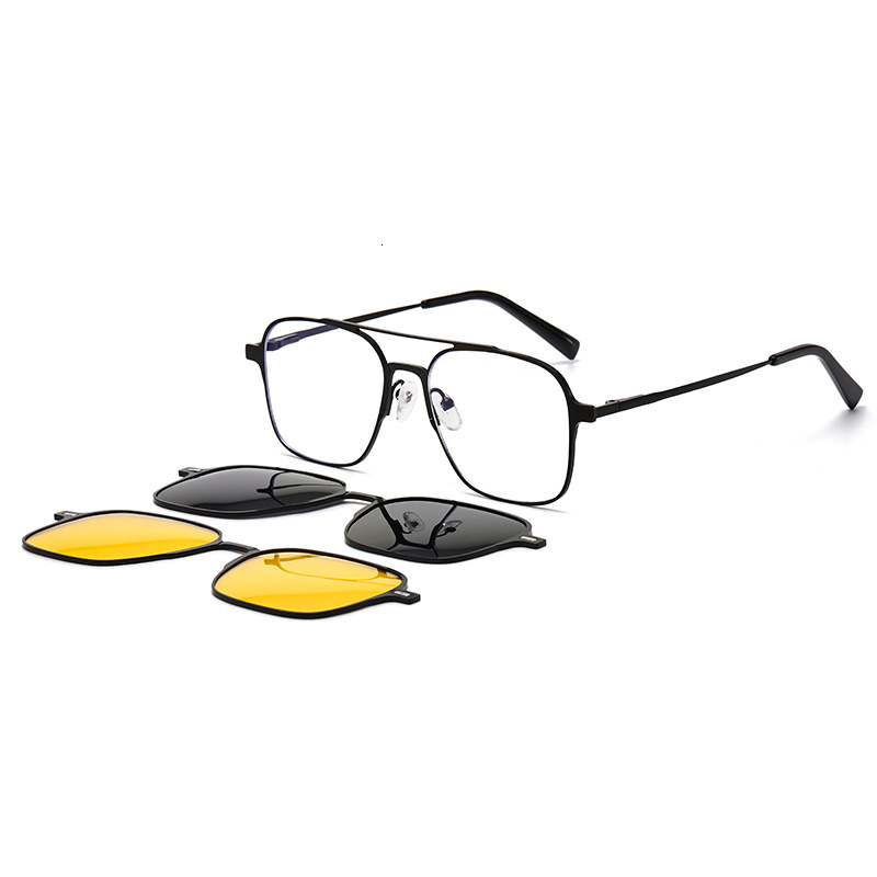 Multi-protective blue light blocking flat magnetic with square frame, polarized clip-on sunglasses men, suitable for driving and anti-glare