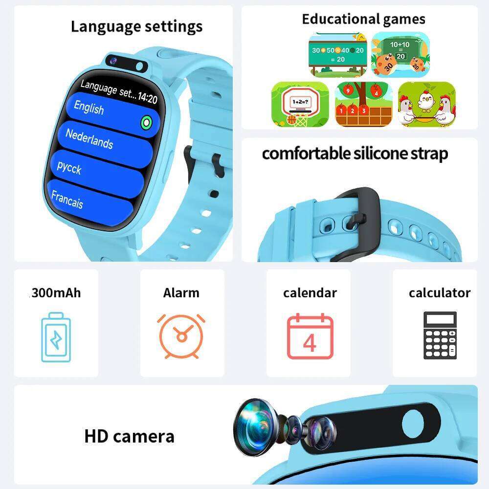 LAXASFIT New Smart Watch For Children HD Touch Screen Camera 18 Games Sleep Monitor Alarm Clock Calculator Holiday Gift Boy Girl
