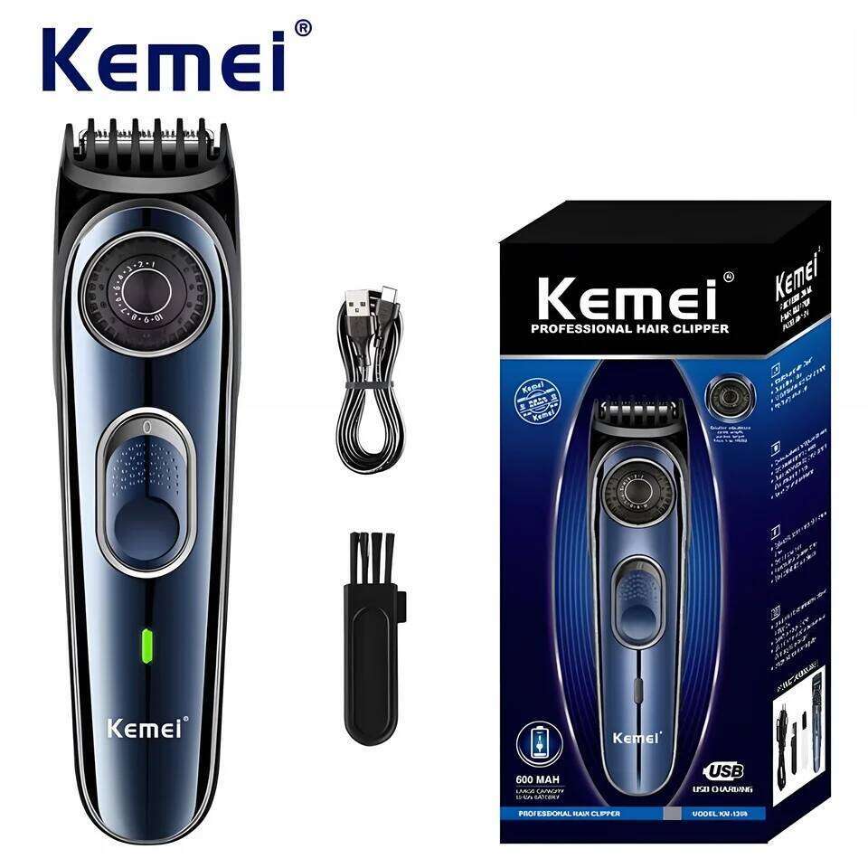 Kemei KM-1256 Electric Cordless Professional 1-10mm Hair Clipper Universal Serial Bus Rechargeable Haircut Waterproof Men's Barb C260312
