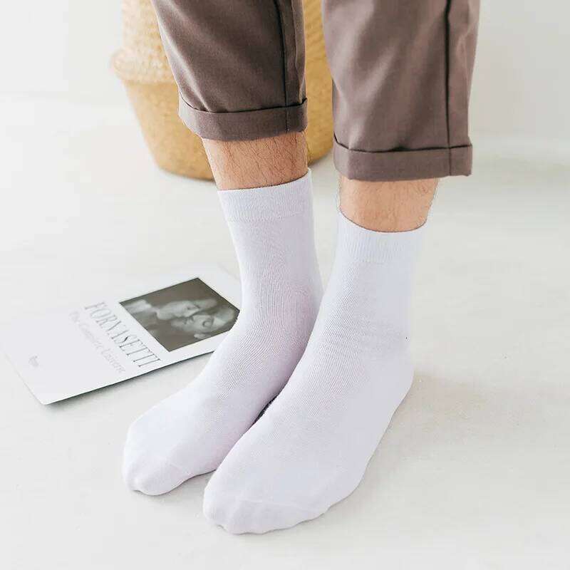 6 Pairs Women Cotton Socks Pure Color High Quality Soft Breathable White Black Business Summer Casual Men socks Large Size Z260312
