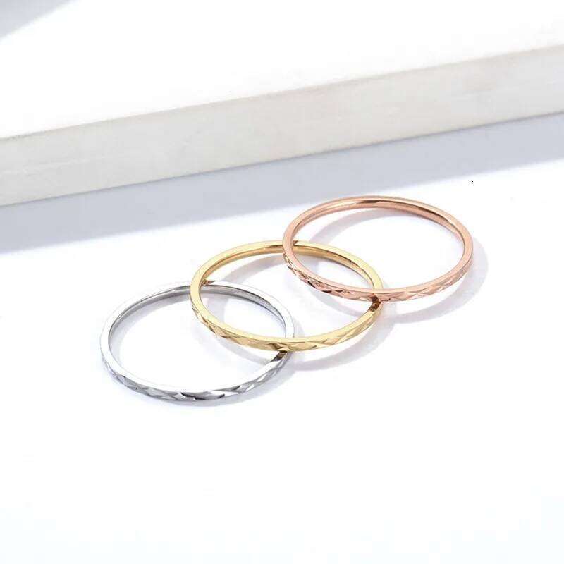 1mm Thin Stackable Stainless Steel Faceted Knuckle Midi Ring for Women Girl Size 3-10 H260312