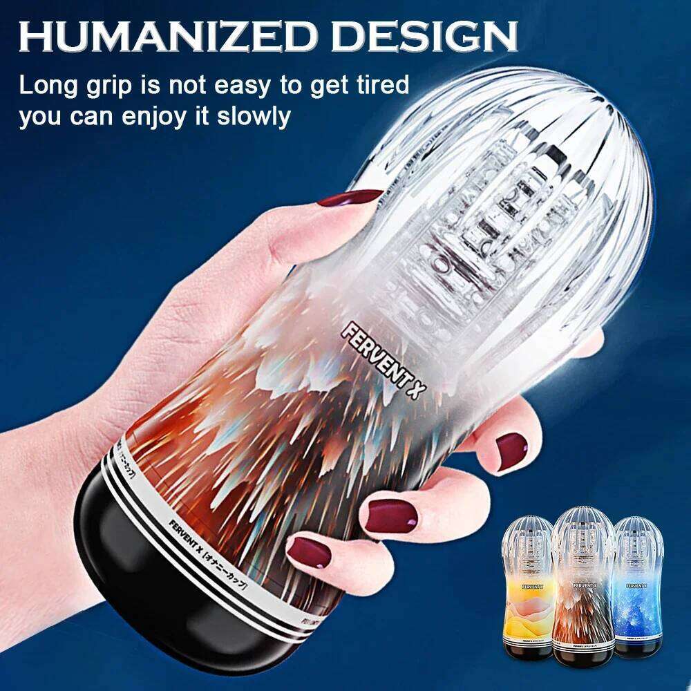 Male Masturbator Soft Silicone Pussy Transparent Vagina Adult Masturb Cup Endurance Exercise Vacuum Pocket Sex Toy for Men Z260312