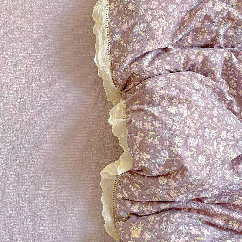 INS Princess Bedding Ruffle Lace Quilt Romantic Bedclothes Woman Girls Home Decor Duvet Cover Set Korean Style Floral H260312