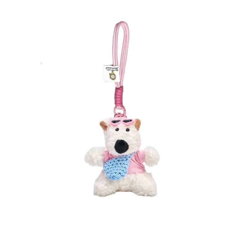 Doll Small Toy Car Keychain Girl Gift Cute West Highland White Terrier Plush Pendant Scrawled Puppy Bag Charm