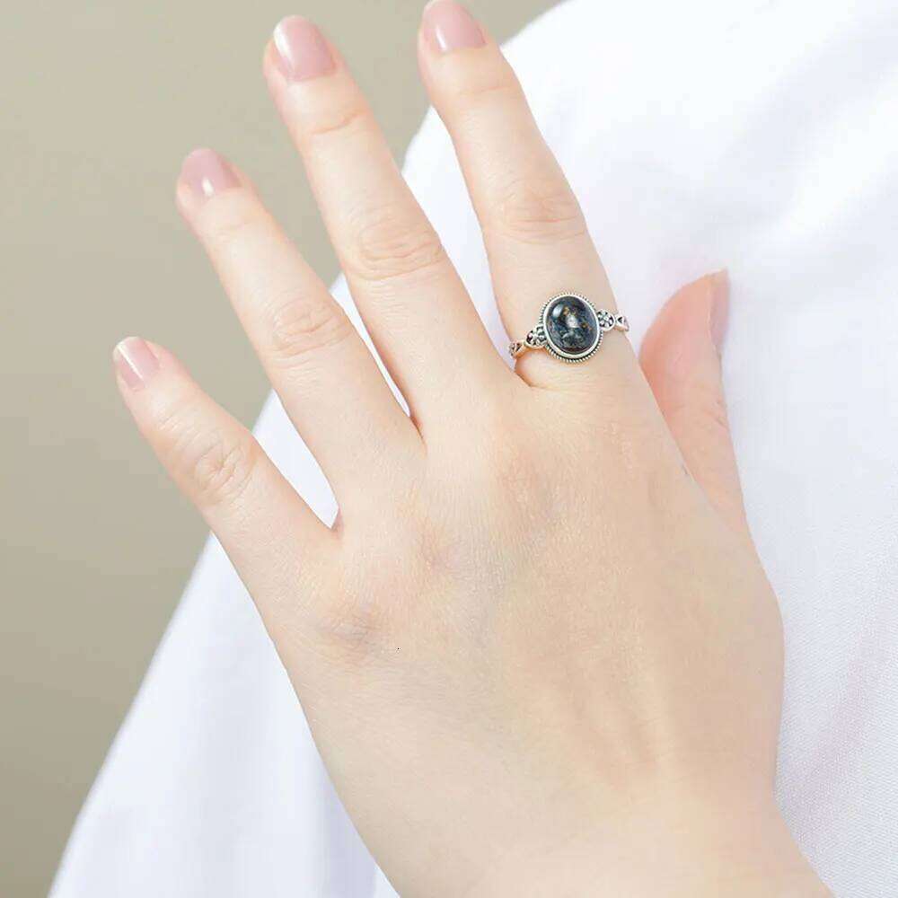 Adjustable 925 Sterling Silver Exquisite Retro Design, With 10*8 mm Natural Pietersite, For men and women's Ring Jewelry H260312