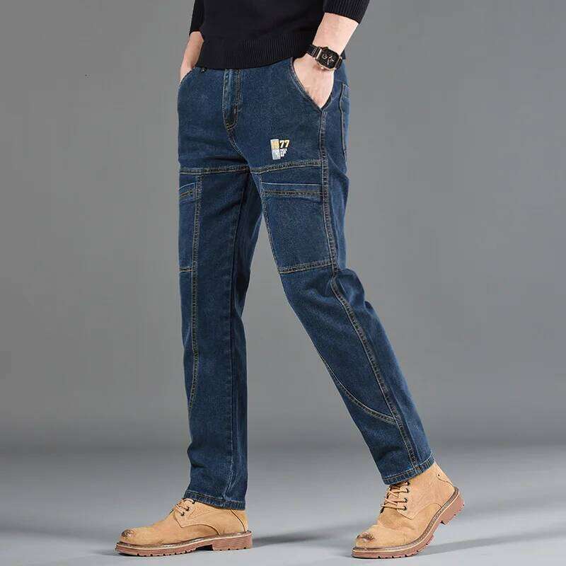 Fashion Print Six-Pocket Jeans Small Straight Cut Style Men's Casual Comfortable Fit Clothing 26Y0312