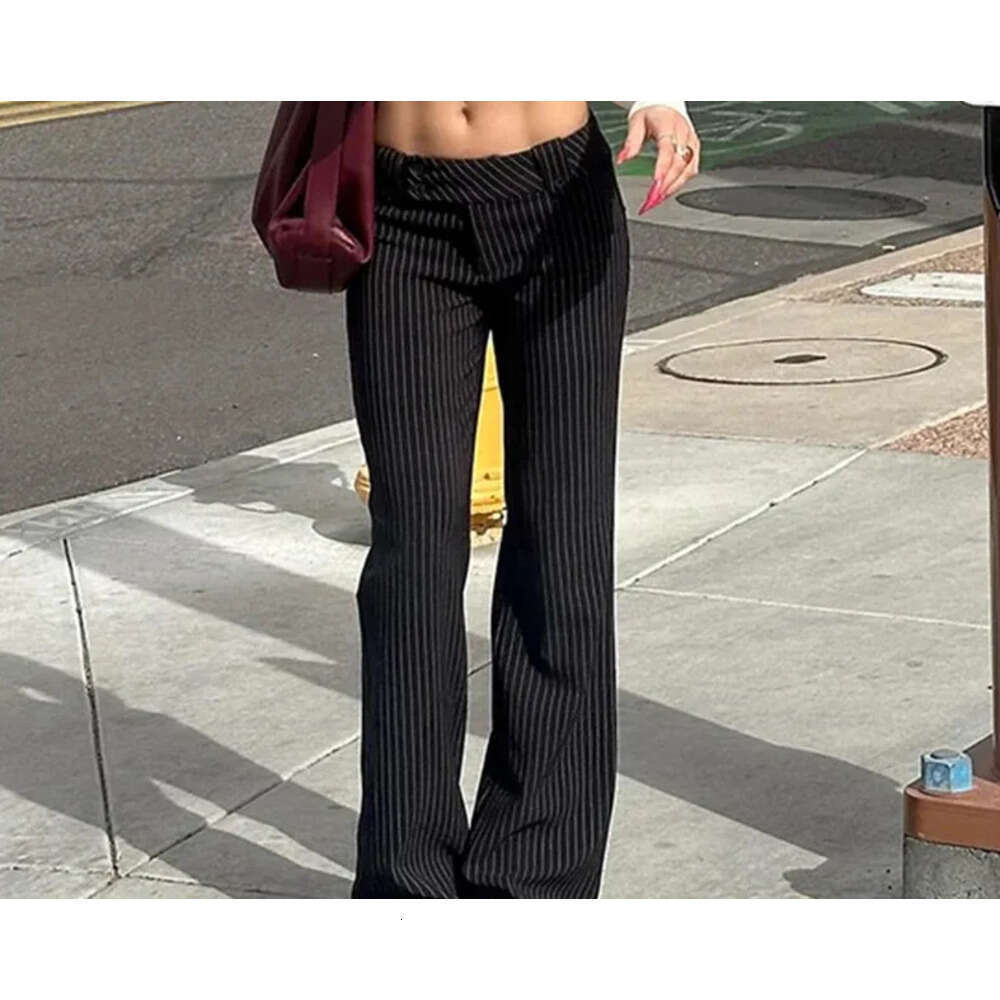 HEYounGIRL High Street Women Straight Suit Vintage Slim Low Waist Black Casual Trousers Office Lady Fashion Pants 2024 Z260312